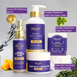AILKE Double Glutathione PLUS Whitening Skin Care Set, Moisturizing, Reduce Dark Spots, Freckles, Melasma, Hyperpigmentation