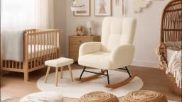 COMHOMA Nursery Rocking Chair, Teddy Glider with Side Pockets, High Back Chair for Adults, Bedroom & Living Room