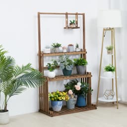 3 Tiers Wood Hanging Plant Stand Heavy Duty Garden Tall Flower Display Rack Holder