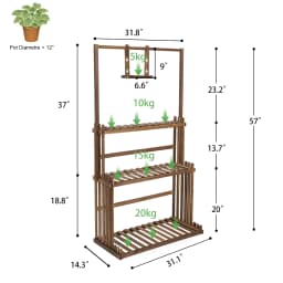 3 Tiers Wood Hanging Plant Stand Heavy Duty Garden Tall Flower Display Rack Holder