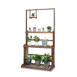 3 Tiers Wood Hanging Plant Stand Heavy Duty Garden Tall Flower Display Rack Holder
