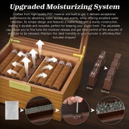 Cigar Box Humidor with Hygrometer and Humidifier, Cedar Wooden Case with Drawer, Divider, Length Gauge, Desktop Humidor Box Gift