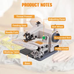 Portable Blindstitch Hem Chain Stitch Sewing Machine 1200 Stitches Per Min For Apparel Tailoring And Alterations