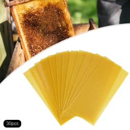30-Pack Beeswax Foundation Sheets Natural Beeswax Hive Foundations Beekeeper's Starter Kit 7.68x16.34" Beekeeping Sheets for Increased Honey Production
