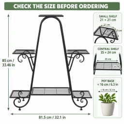 6 Tier Iron Plant Rack with Staggered Shelves, Decorative Flower Pot Stand for Indoor and Covered Outdoor Use