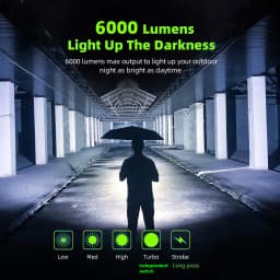 Rechargeable Flashlights 6000Lumens,Super Bright LED Flashlight USB C,High Powerd Tricolor Lens Strong Flash Light for Emergency