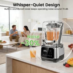 68oz Commercial Blender with Quiet Shield 2200W 6 in 1 Countertop Food Processor Easy Cleaning, for Juice, Ice Shakes, Smoothies