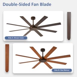 Ceiling Fan without Light: 66/72 Inch Indoor/Outdoor, Reversible DC Motor, 6 Speed, Dual 8 Blades for Living Room Covered Patio