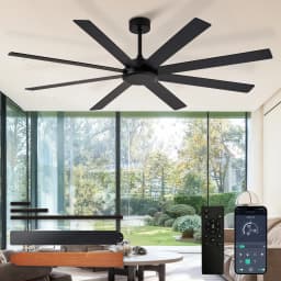 Ceiling Fan without Light: 66/72 Inch Indoor/Outdoor, Reversible DC Motor, 6 Speed, Dual 8 Blades for Living Room Covered Patio