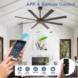 Ceiling Fan without Light: 66/72 Inch Indoor/Outdoor, Reversible DC Motor, 6 Speed, Dual 8 Blades for Living Room Covered Patio