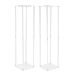 2PCS Acrylic Clear Wedding Flower Stand 100cm Wedding Geometric Flower Vase Column Stand for Wedding Party Table Centerpiece