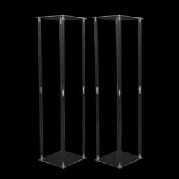 2PCS Acrylic Clear Wedding Flower Stand 100cm Wedding Geometric Flower Vase Column Stand for Wedding Party Table Centerpiece