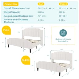 HOOMIC Full/Queen Velvet Platform Bed Frame with Wingback Headboard & Footboard, Vertical Tufted, Built-In Charging Station
