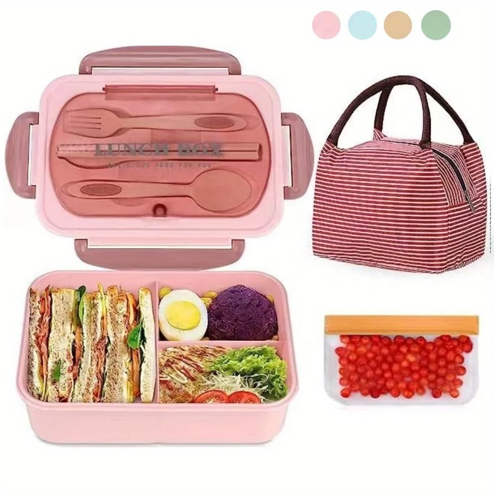 1 bento lunch box set with portable compartment design | portable lunch box / student lunch box