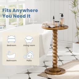 JHK 12IN Round Side Table Coffee Tables For Living Room End Table with Solid Wood Leg Storage Shelf for Home Small Spaces
