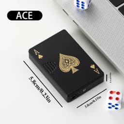 Metal Poker Card Shaped Lighter with Cash Detector Light Windproof Decompression Portable Turbine Torch Lighter for Men's Gift