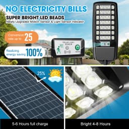 140 LED Solar Light Outdoor Solar Street Light, 6000mAh Waterproof Automatic Sensing Street Light with Remote for Garage Garden