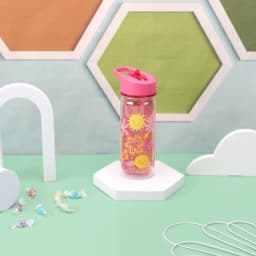 14 oz Flower Double Wall Insulated Plastic Water Bottle with Lid and Straw