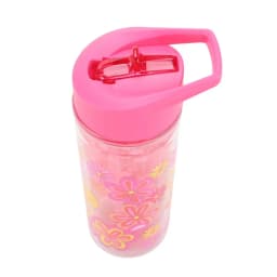 14 oz Flower Double Wall Insulated Plastic Water Bottle with Lid and Straw