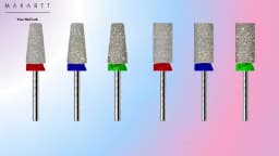 Makartt Carbide Tapered Nail Drill Bit 3/32"-Diamond Coated, Cross Teeth Cuticle Remover & Nail Prep, Dust-Proof Ring, Salon Use