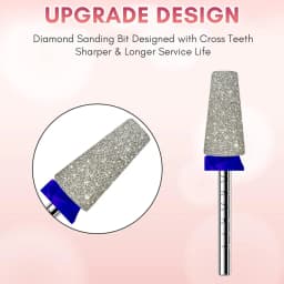 Makartt Carbide Tapered Nail Drill Bit 3/32"-Diamond Coated, Cross Teeth Cuticle Remover & Nail Prep, Dust-Proof Ring, Salon Use