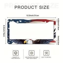 American flag and eagle license plate frame 1 piece - aluminum frame, weatherproof and rainproof, suitable for all models