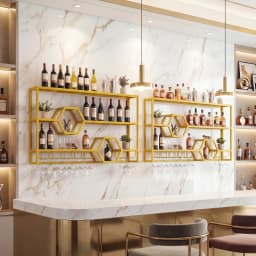 Wall Mounted Wine Rack 47” Large Floating Bar Shelves w/ Glass Holder for Kitchen