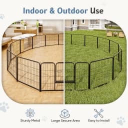 JHK 16 Panels Dog Playpen Pet Fence Metal 24 Inch to 32 Inch Foldable Large Dog Puppy Exercise for Yard Gate Camping Outdoor