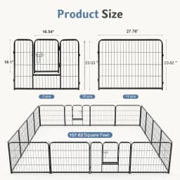 JHK 16 Panels Dog Playpen Pet Fence Metal 24 Inch to 32 Inch Foldable Large Dog Puppy Exercise for Yard Gate Camping Outdoor