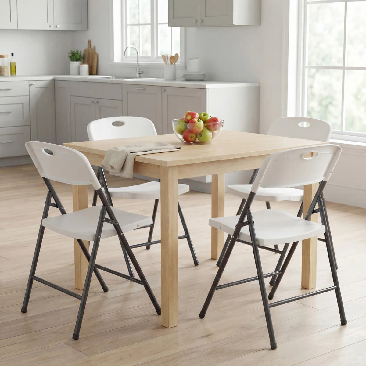 JHK 2/4/6 Pack Plastic Stackable Folding Chairs Portable Dining Chairs Set Heavy Duty with Ergonomic Back Easy to Use for Home