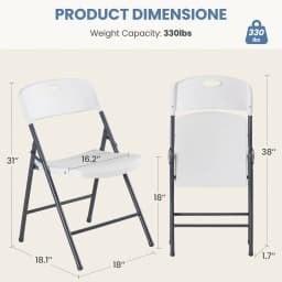 JHK 2/4/6 Pack Plastic Stackable Folding Chairs Portable Dining Chairs Set Heavy Duty with Ergonomic Back Easy to Use for Home