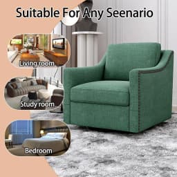 Swivel Accent Chair Set of 2 Bronze Nail Trim Upholstered Comfy Reading Living Room Bedroom Apartment Green Customized