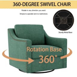 Swivel Accent Chair Set of 2 Bronze Nail Trim Upholstered Comfy Reading Living Room Bedroom Apartment Green Customized
