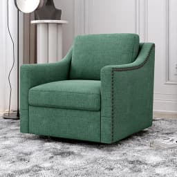 Swivel Accent Chair Set of 2 Bronze Nail Trim Upholstered Comfy Reading Living Room Bedroom Apartment Green Customized
