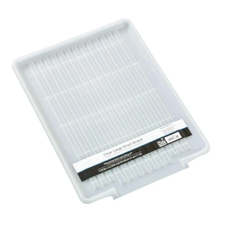 Large Clear Plastic Dish Drying Drain Board, Kitchen Sink Dish Drainer Tray for Countertop Drying