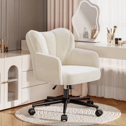 Vanity Chair with Wheels & Back,Vanity Chair Adjustable Height Comfy Desk Chairs for Makeup, Work & Relaxation