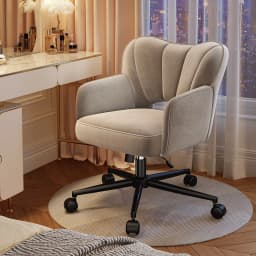 Vanity Chair with Wheels & Back,Vanity Chair Adjustable Height Comfy Desk Chairs for Makeup, Work & Relaxation