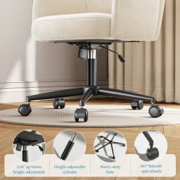 Vanity Chair with Wheels & Back,Vanity Chair Adjustable Height Comfy Desk Chairs for Makeup, Work & Relaxation