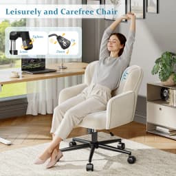 Vanity Chair with Wheels & Back,Vanity Chair Adjustable Height Comfy Desk Chairs for Makeup, Work & Relaxation
