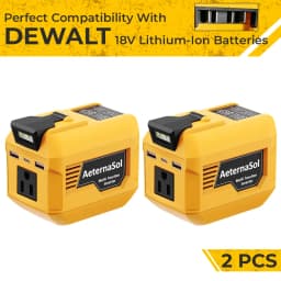 (US Stock 2-5 Days) AeternaSol 250W Power Inverter For 18V DeWalt 20V MAX Battery Portable Power Station 110V AC 500W Peak Surge QC3.0 USB 20W PD 20W Type-C LED Work Light Camping Outdoor Night Fishing Job Site Hunting Blind Emergency Backup