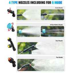 2 Gallon Battery Powered Sprayer, Electric Garden Sprayer with 3 Adjustable Pressure Levels, 4 Nozzles & Extendable Wand