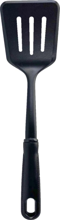 (8 pack) Nylon Slotted Kitchen Turner with Soft Grip Handle, Black