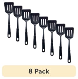 (8 pack) Nylon Slotted Kitchen Turner with Soft Grip Handle, Black