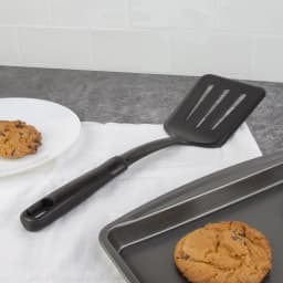 (8 pack) Nylon Slotted Kitchen Turner with Soft Grip Handle, Black
