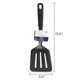 (8 pack) Nylon Slotted Kitchen Turner with Soft Grip Handle, Black