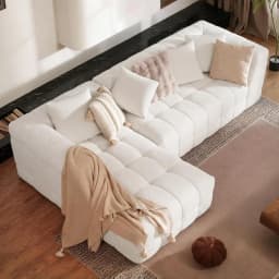 107" Chenille Boneless Couch with L - Shaped Chaise, Comfy Modular Sectional Sofa with Tufted Design, Modern, Customized