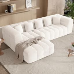 107" Chenille Boneless Couch with L - Shaped Chaise, Comfy Modular Sectional Sofa with Tufted Design, Modern, Customized