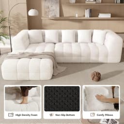 107" Chenille Boneless Couch with L - Shaped Chaise, Comfy Modular Sectional Sofa with Tufted Design, Modern, Customized