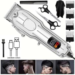 Professional Hair Clippers for Men Professional - Cordless Barber Clippers for Hair Cutting & Grooming Rechargeable Beard Trimmer USB Rechargeable Grooming Kit with 4 Guide Combs & Cleaning Brush