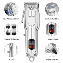 Professional Hair Clippers for Men Professional - Cordless Barber Clippers for Hair Cutting & Grooming Rechargeable Beard Trimmer USB Rechargeable Grooming Kit with 4 Guide Combs & Cleaning Brush